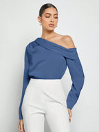 Blusa Elegante de Um Ombro Só - França