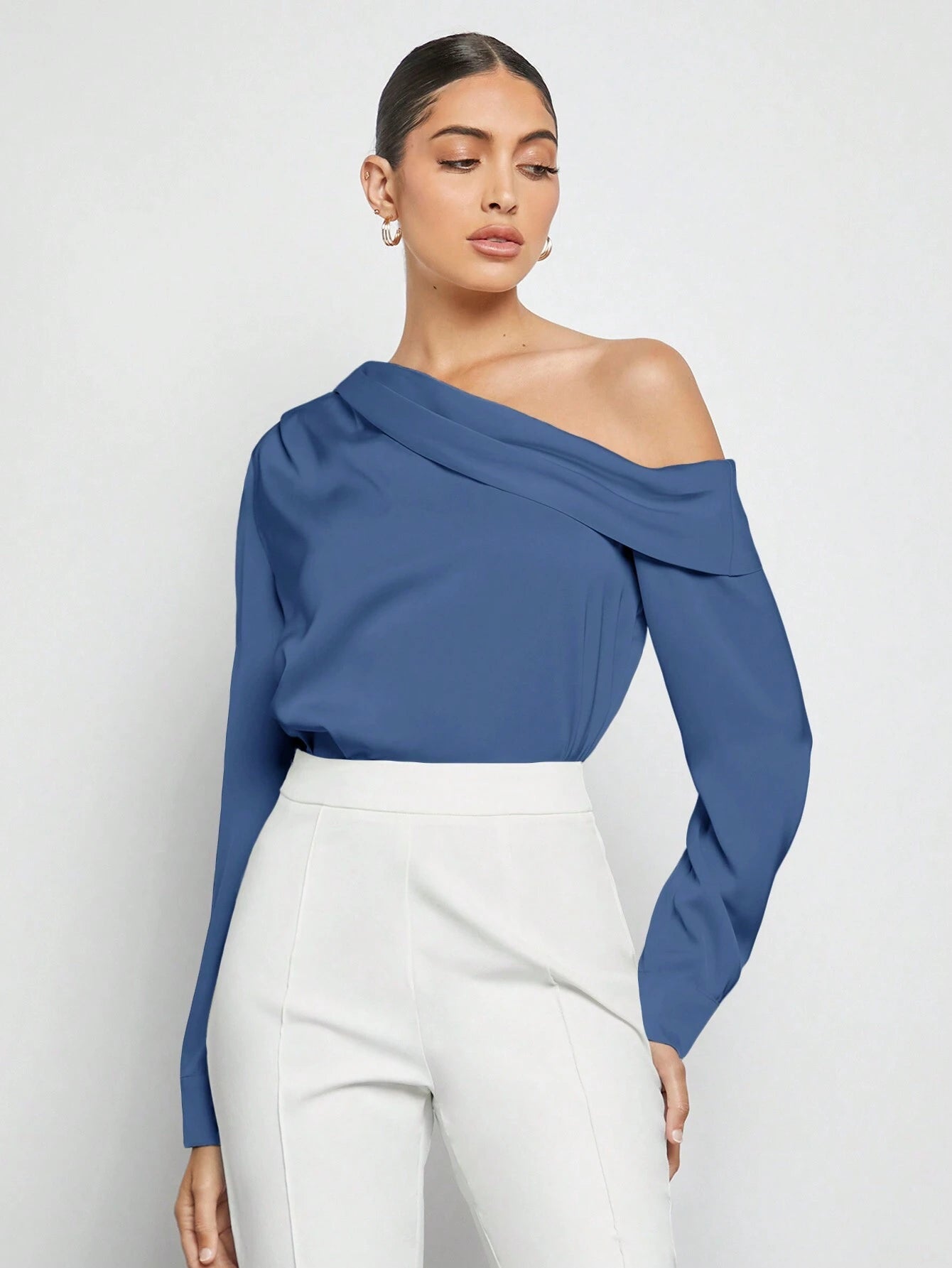 Blusa Elegante de Um Ombro Só - França