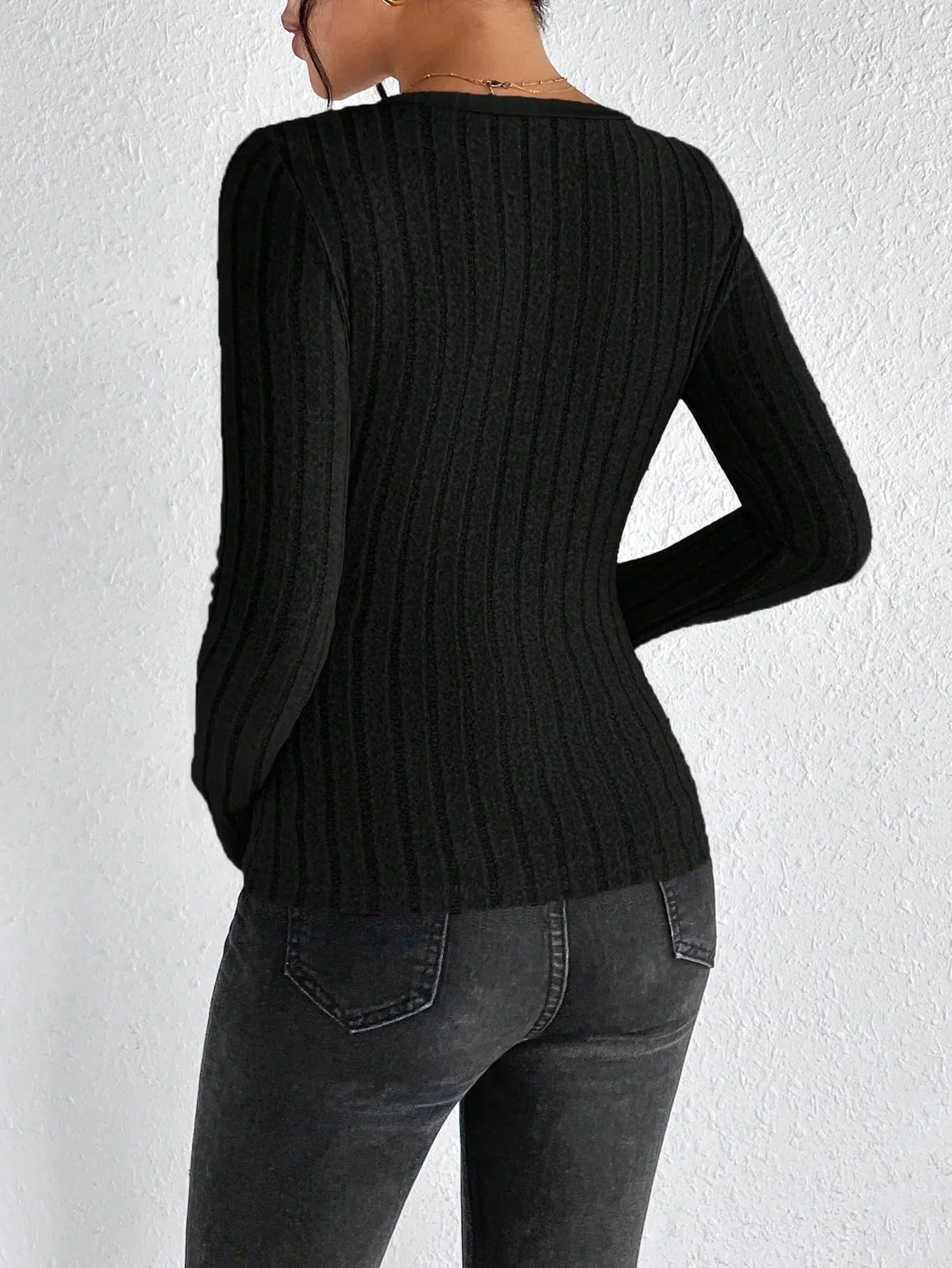 Blusa de Tricot Gola v com Viés Contrastante Fiorenze