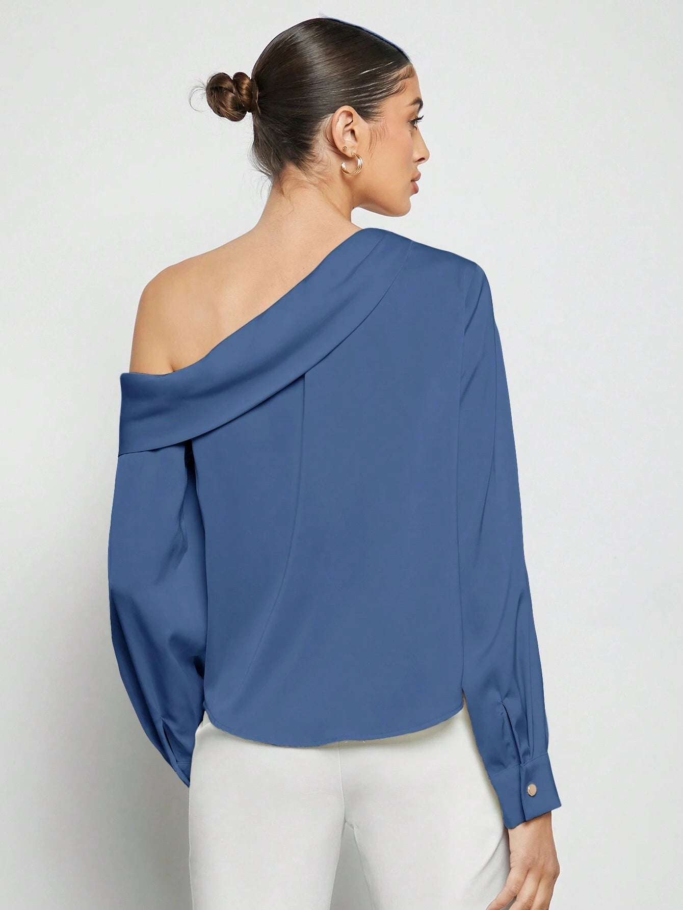 Blusa Elegante de Um Ombro Só - França