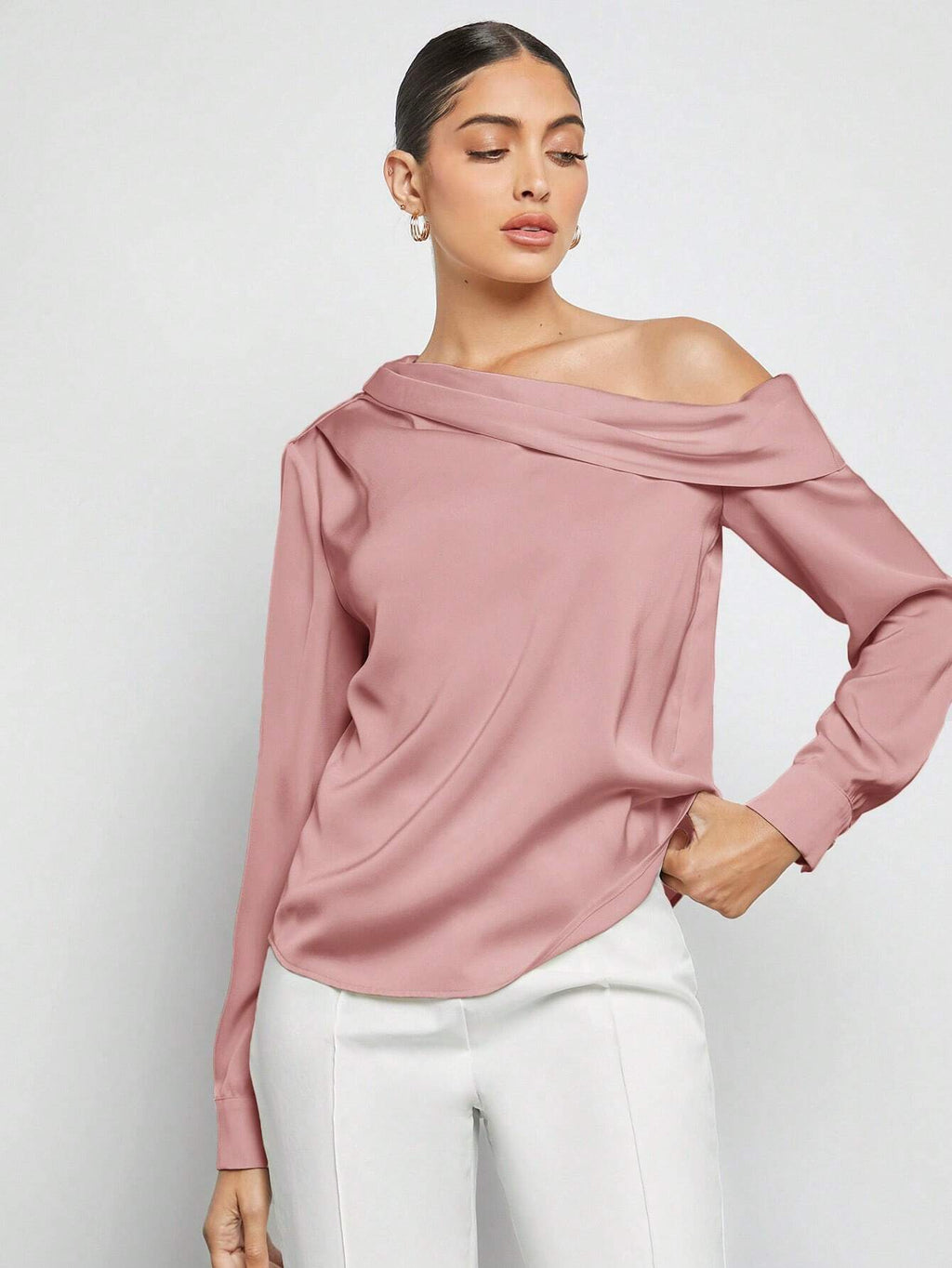 Blusa Elegante de Um Ombro Só - França