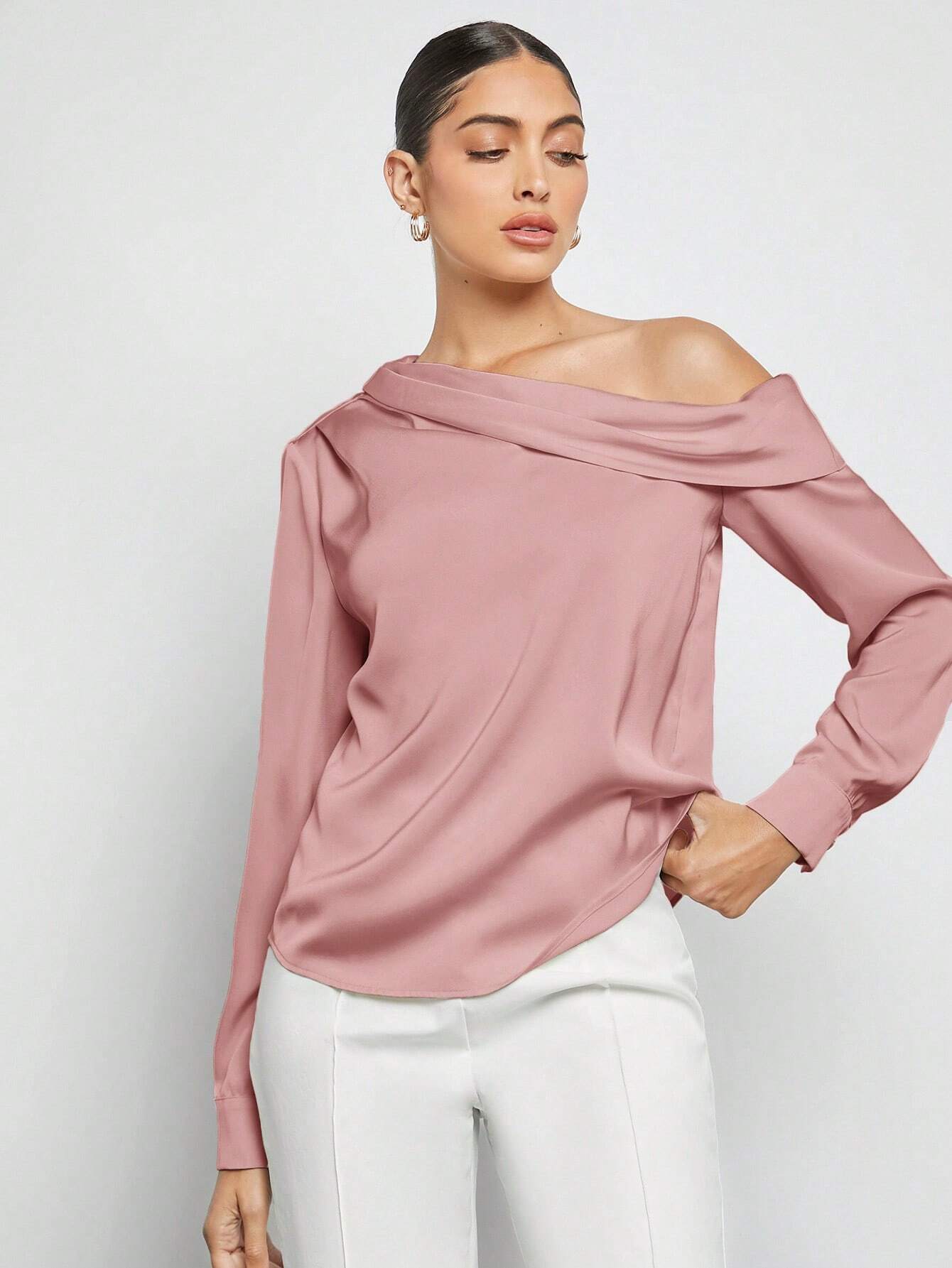 Blusa Elegante de Um Ombro Só - França