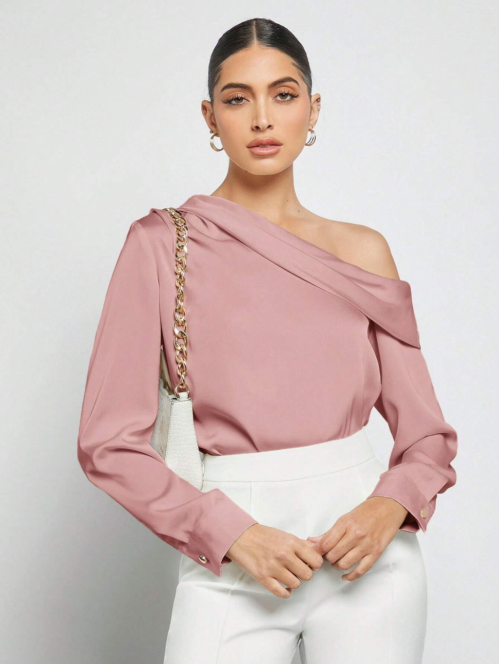 Blusa Elegante de Um Ombro Só - França