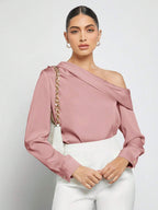 Blusa Elegante de Um Ombro Só - França