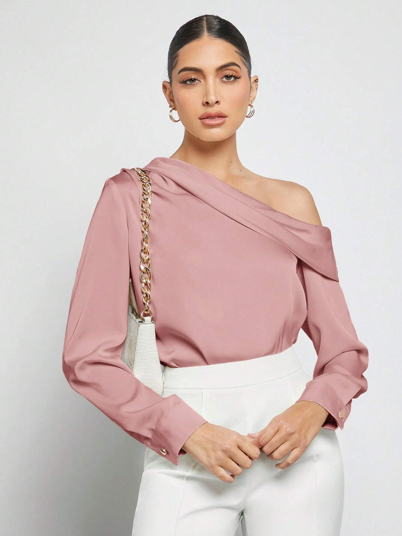 Blusa Elegante de Um Ombro Só - França