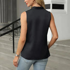 Blusa Regata em Seda Sintética com Decote v Fiorenze