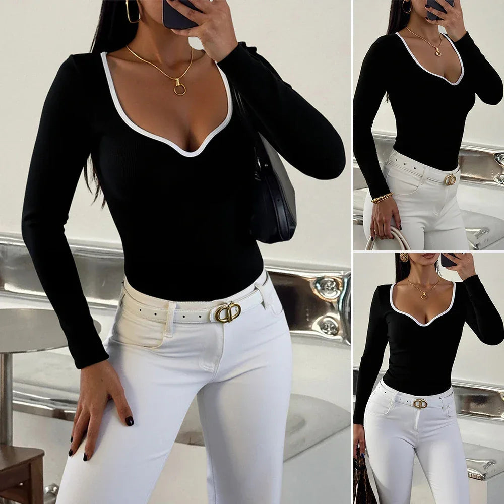 Camiseta de Malha Gola Coração Manga Longa Fiorenze