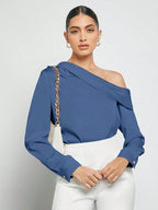 Blusa Elegante de Um Ombro Só - França