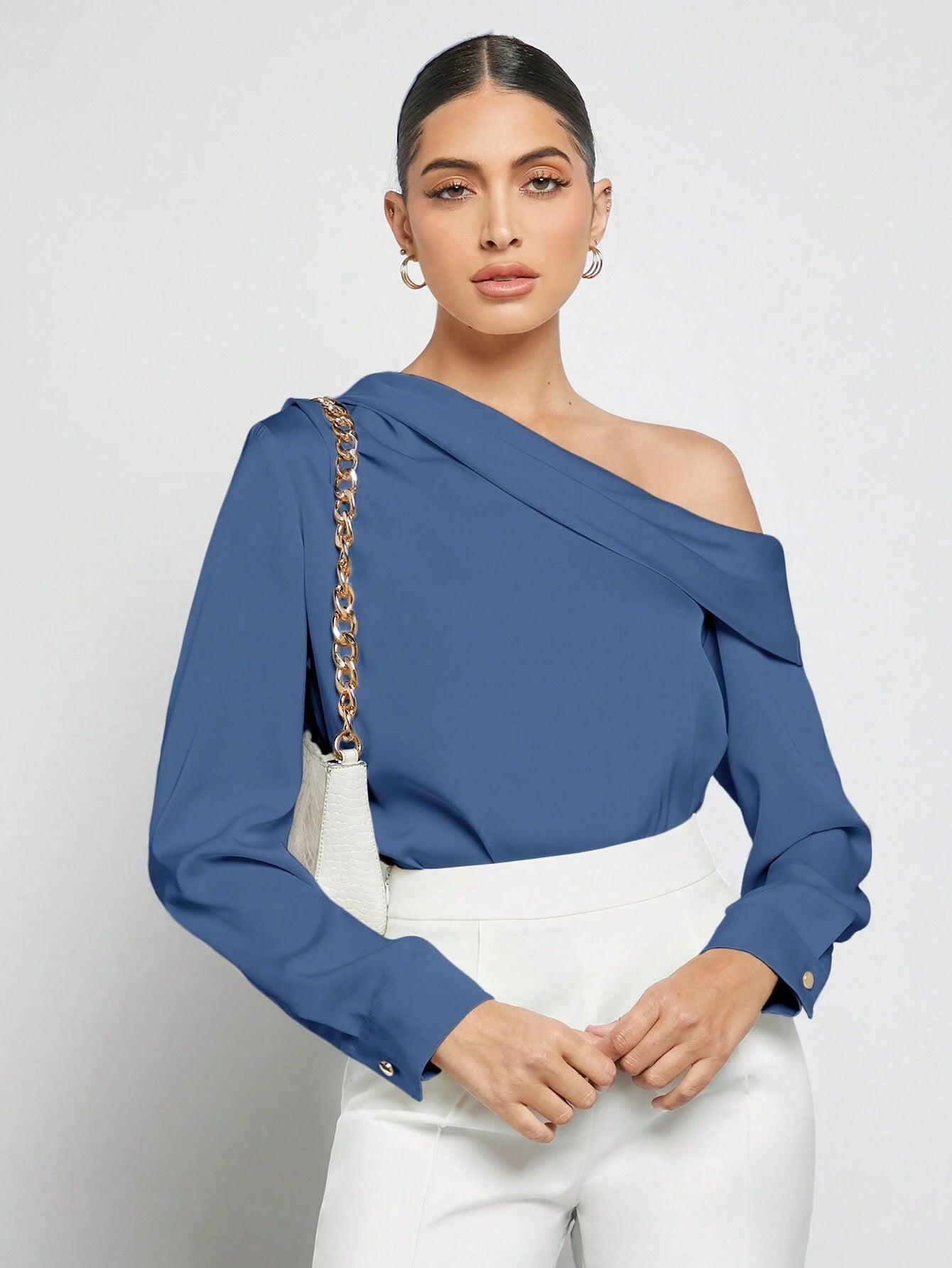 Blusa Elegante de Um Ombro Só - França
