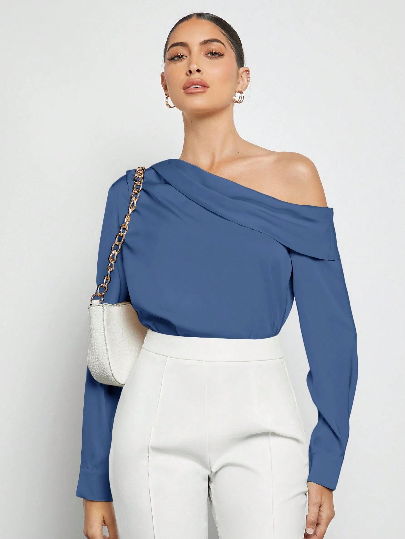 Blusa Elegante de Um Ombro Só - França