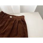 Calça Reta de Cintura Alta em Veludo Cotelê para Outono Fiorenze