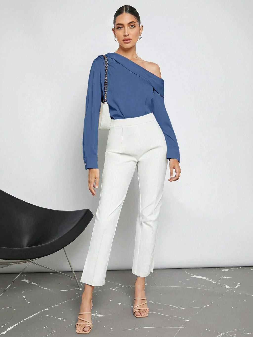 Blusa Elegante de Um Ombro Só - França