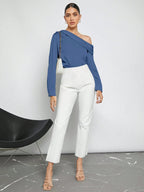 Blusa Elegante de Um Ombro Só - França