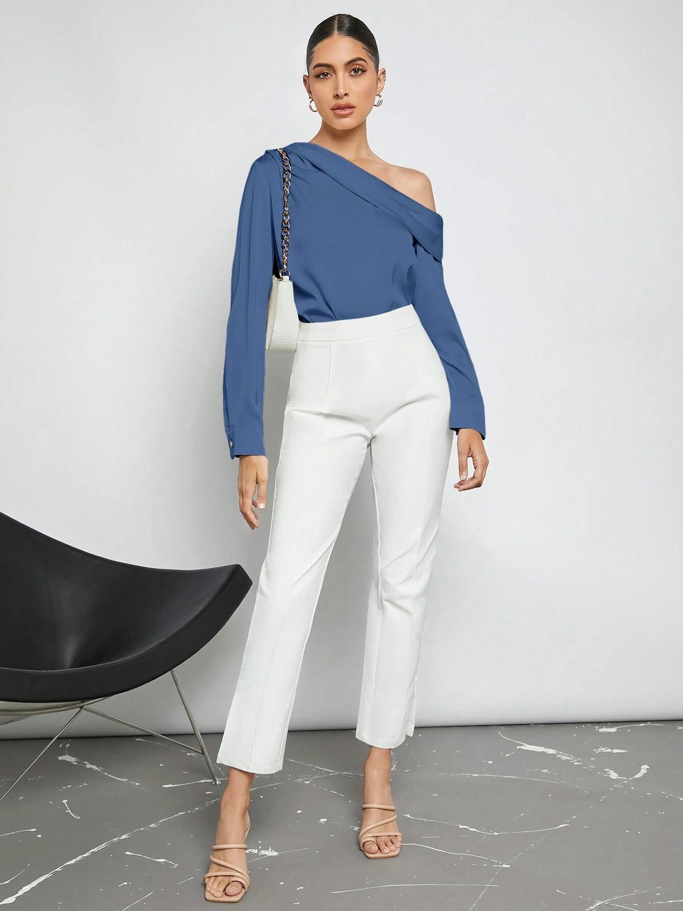 Blusa Elegante de Um Ombro Só - França