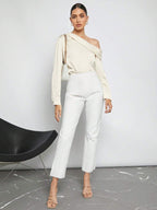 Blusa Elegante de Um Ombro Só - França