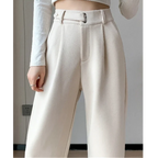 Calça Pantalona de Cintura Alta em Lã para Uso Casual Fiorenze