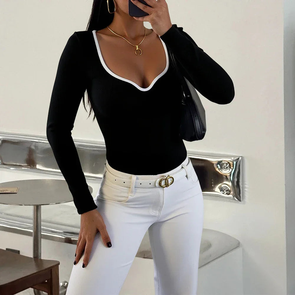 Camiseta de Malha Gola Coração Manga Longa Fiorenze