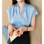 Blusa Social em Chiffon com Manga Curta Fiorenze
