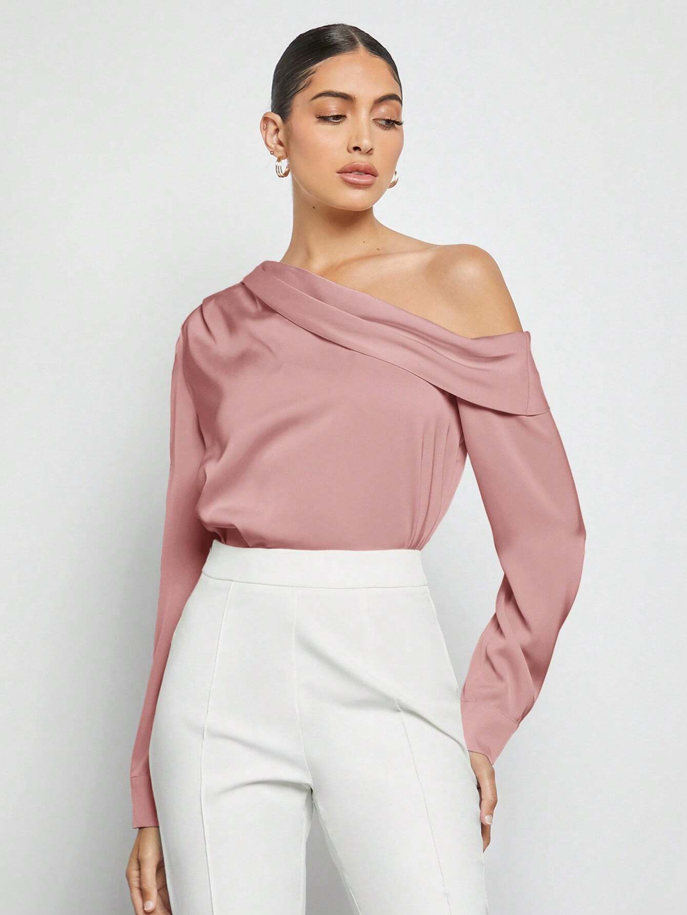 Blusa Elegante de Um Ombro Só - França