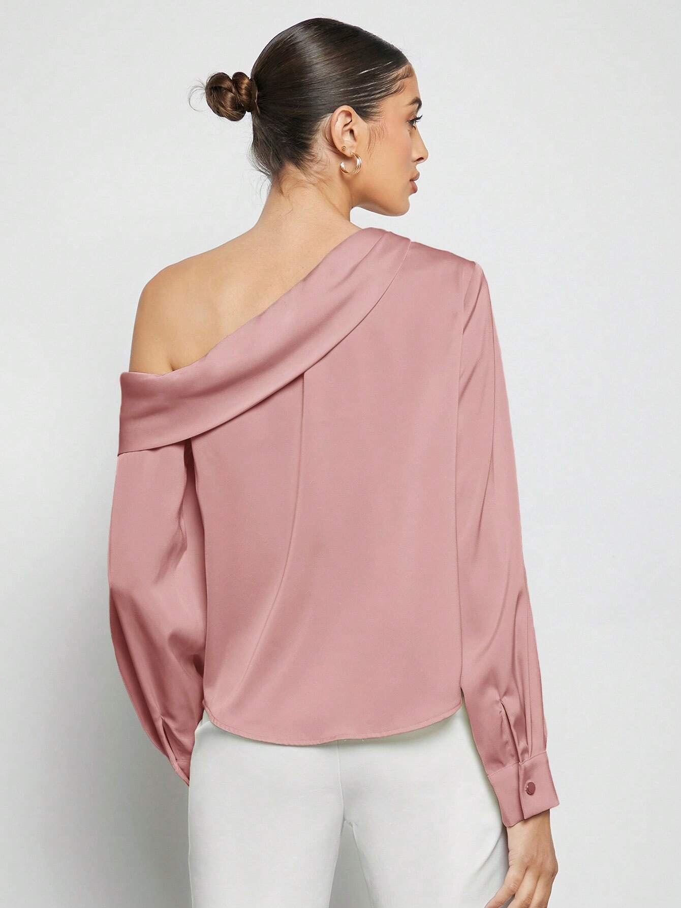 Blusa Elegante de Um Ombro Só - França