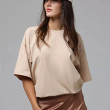 Camiseta de Algodão Gola Redonda Modelagem Solta Fiorenze