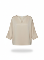 Blusa Lisa Manga 3/4 com Decote em V - Fiorenze