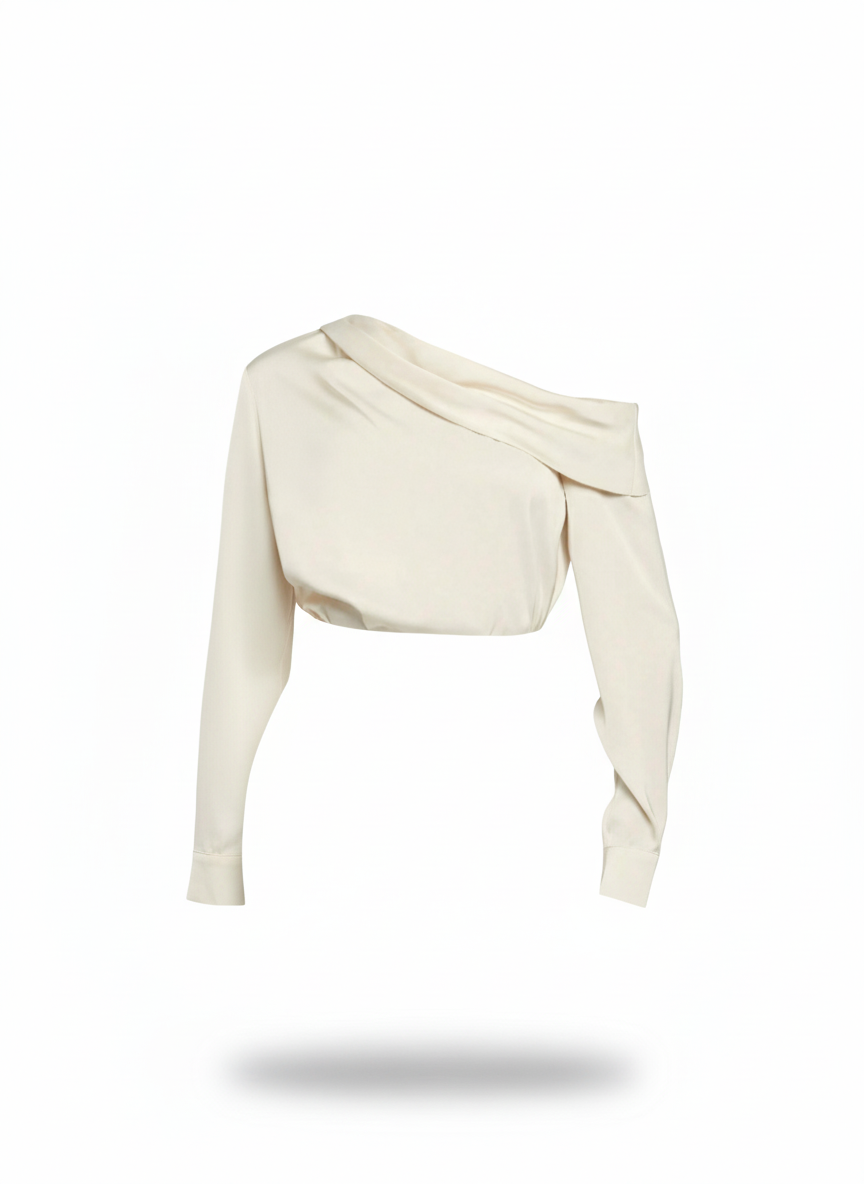 Blusa Elegante de Um Ombro Só - França