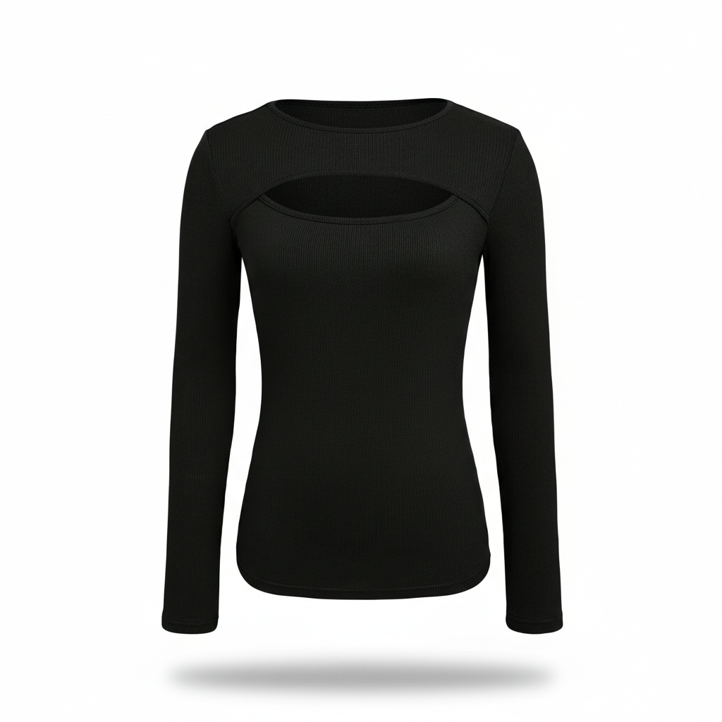 Camiseta de Malha com Elastano Recorte Vazado Fiorenze