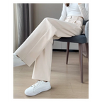 Calça Pantalona de Cintura Alta em Lã para Uso Casual Fiorenze