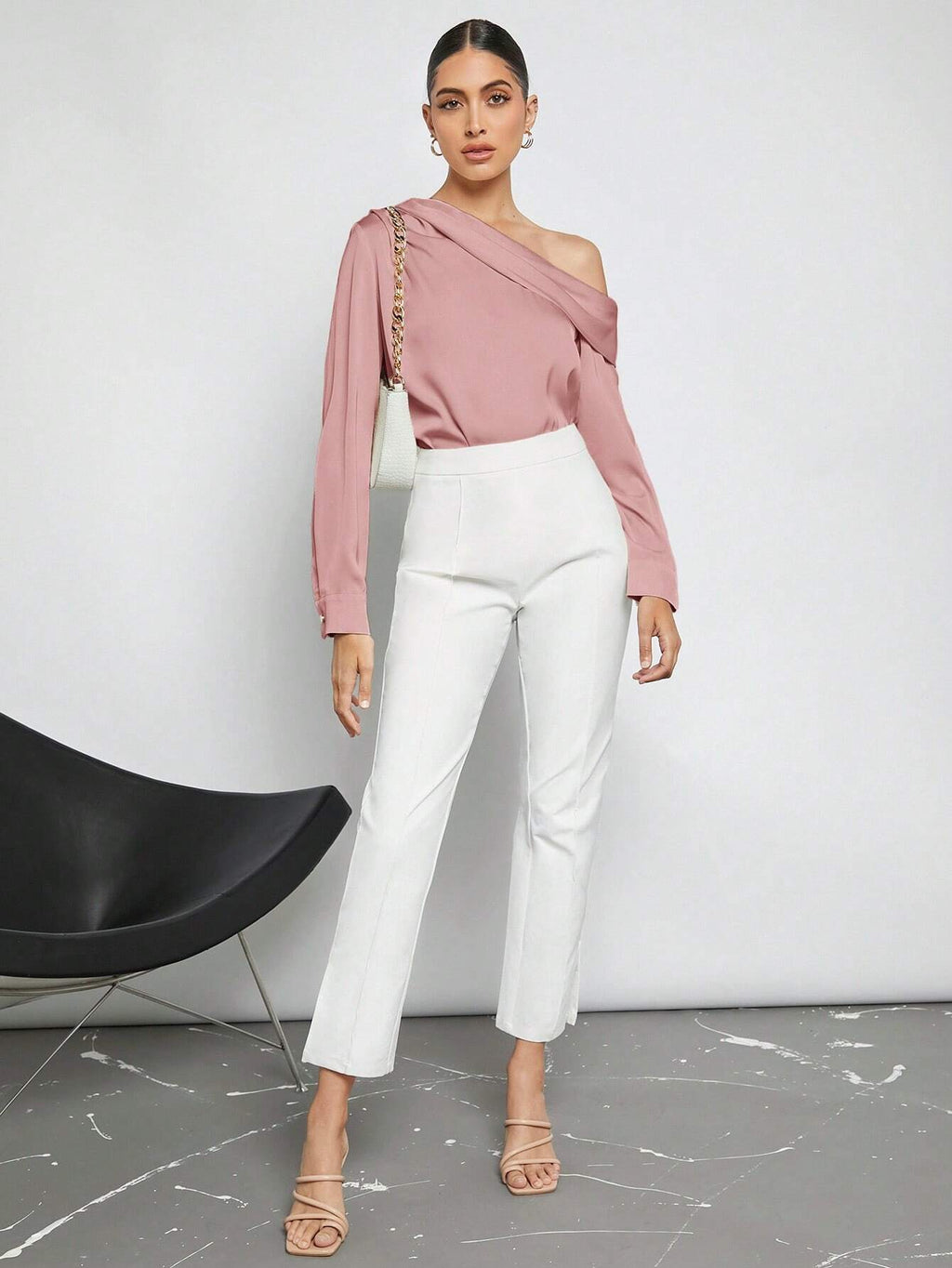 Blusa Elegante de Um Ombro Só - França