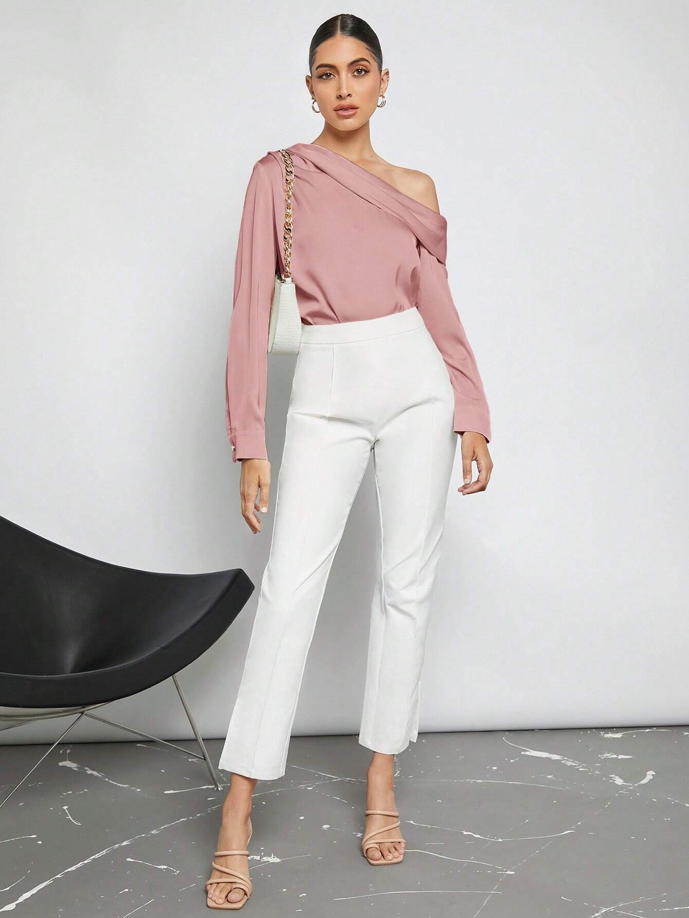 Blusa Elegante de Um Ombro Só - França