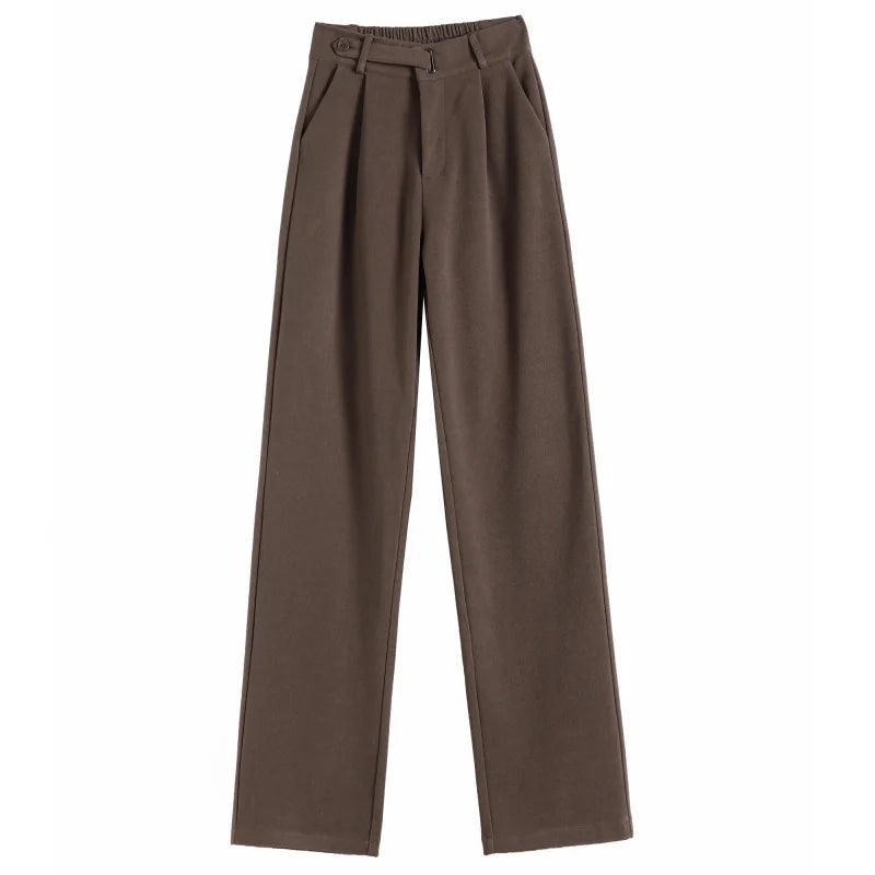 Calça Pantalona de Cintura Alta em Lã para Uso Casual Fiorenze