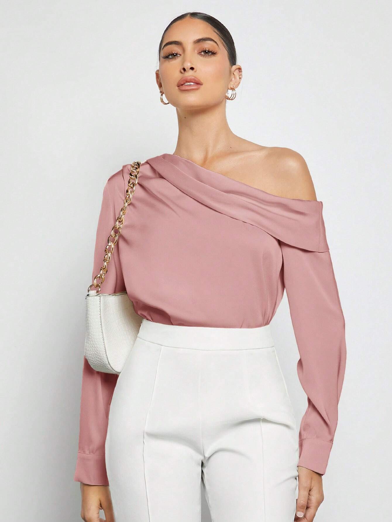 Blusa Elegante de Um Ombro Só - França