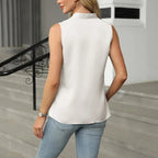 Blusa Regata em Seda Sintética com Decote v Fiorenze