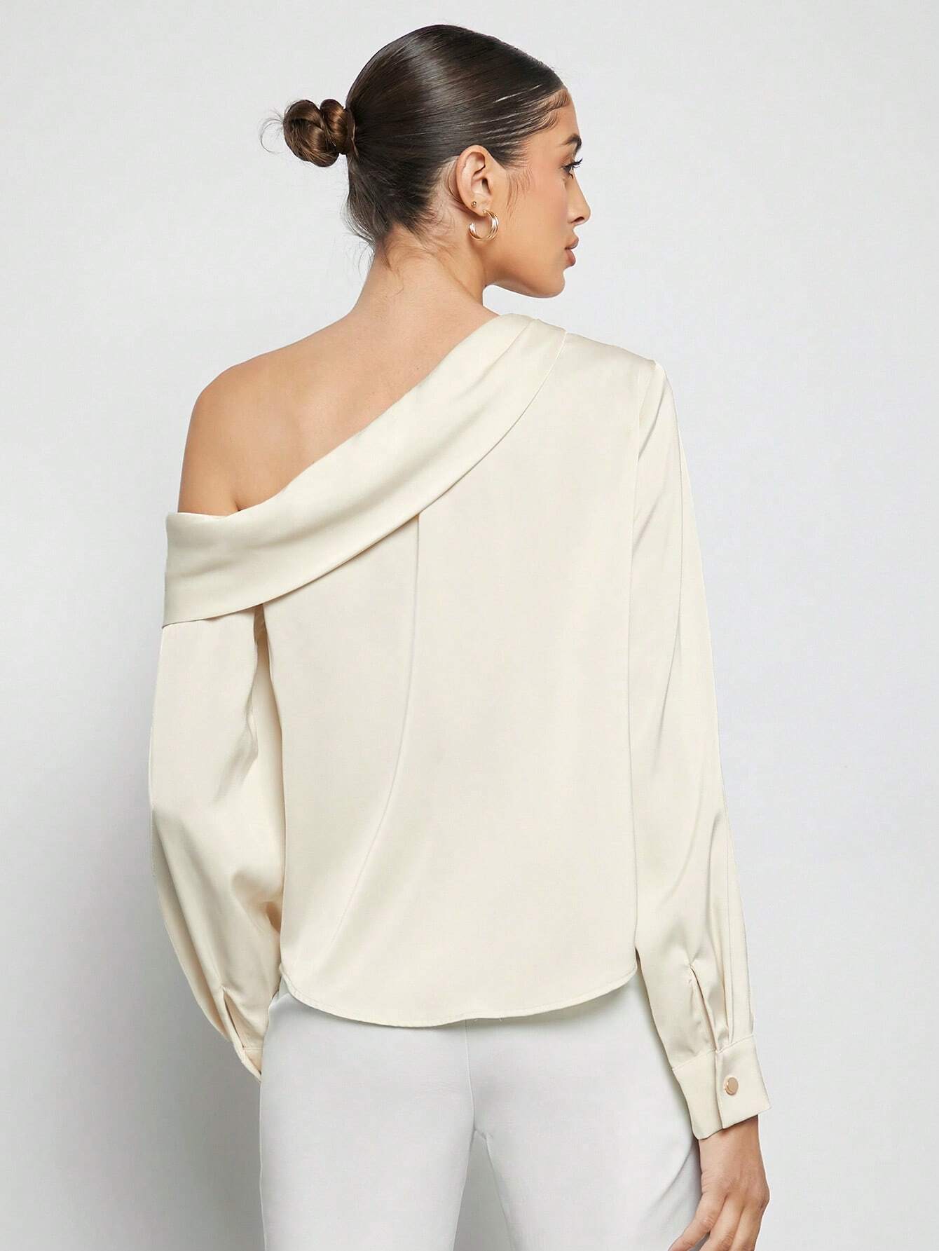 Blusa Elegante de Um Ombro Só - França