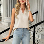 Blusa Regata em Seda Sintética com Decote v Fiorenze