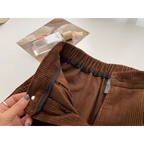 Calça Reta de Cintura Alta em Veludo Cotelê para Outono Fiorenze