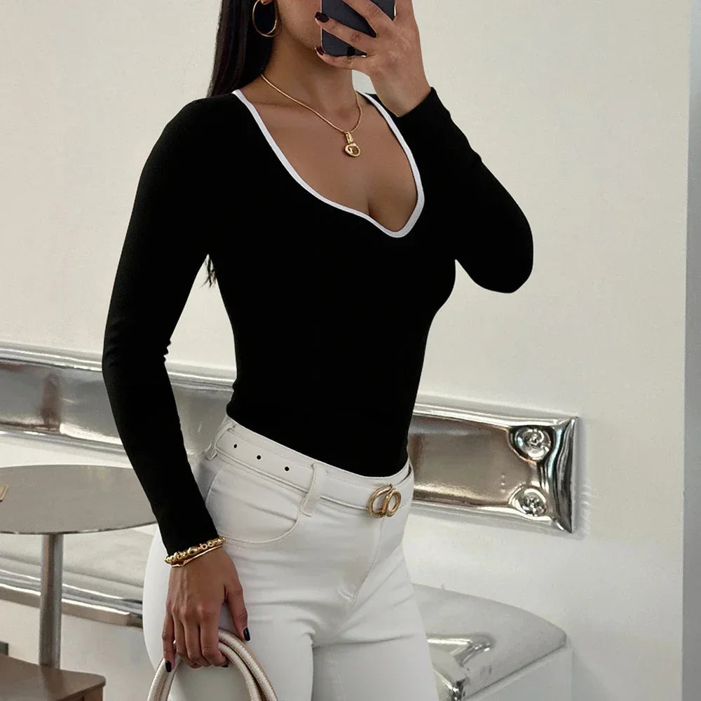 Camiseta de Malha Gola Coração Manga Longa Fiorenze