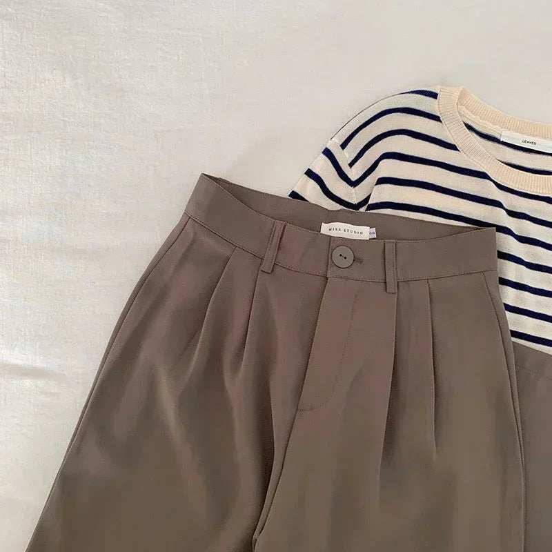 Calça de Alfaiataria Reta de Cintura Alta para Escritório Fiorenze