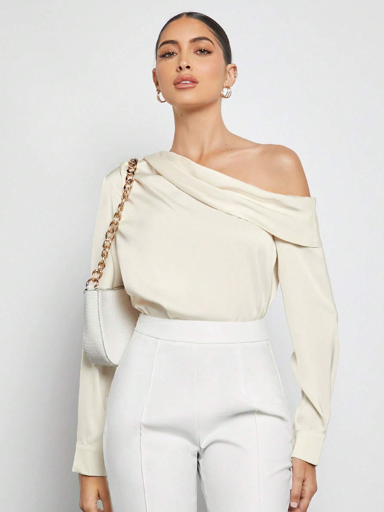 Blusa Elegante de Um Ombro Só - França