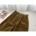 Calça Reta de Cintura Alta em Veludo Cotelê para Outono Fiorenze